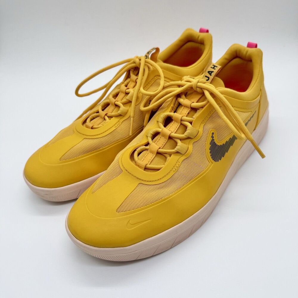 NIKE SB NYJAH Free 2 Sneaker Shoes Mens 12 Yellow Pollen Pink Lace-Up CU9220-700